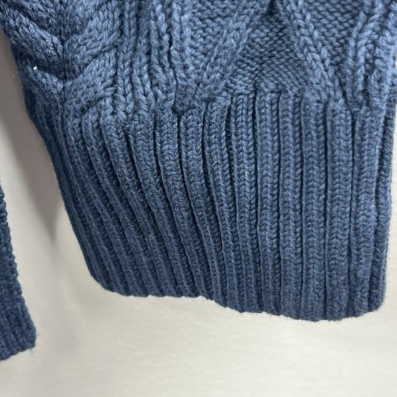 J.Crew Navy Blue Fisherman Sweater Size M Cotton Cable Knit Mockneck NWT - Picture 6 of 11
